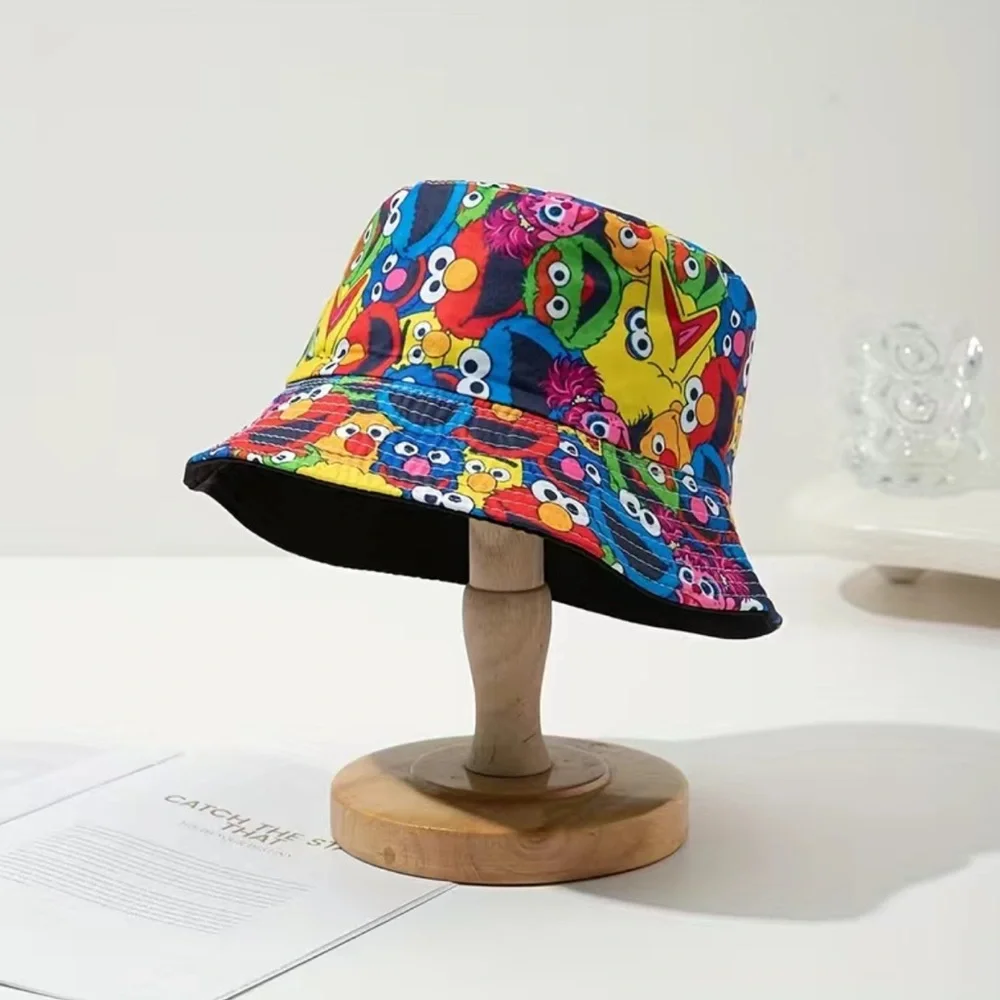 Unisex Trendy Sesame Street Cartoon Character Print Bucket Hat